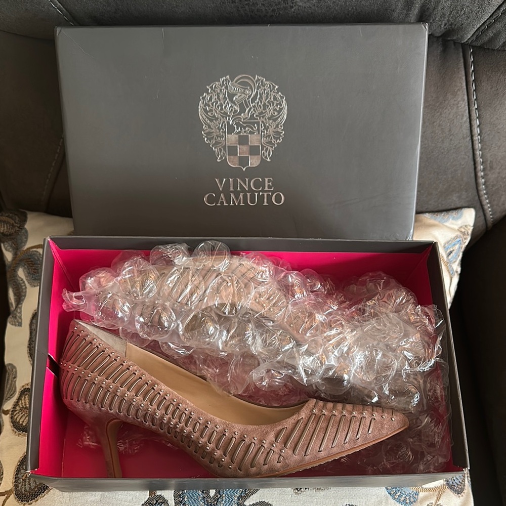 Vince Camuto Tan Heels Woven Elegance